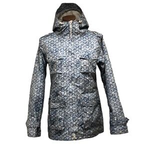 Holden Ski Snow Coat Size Large Cream Blue Print